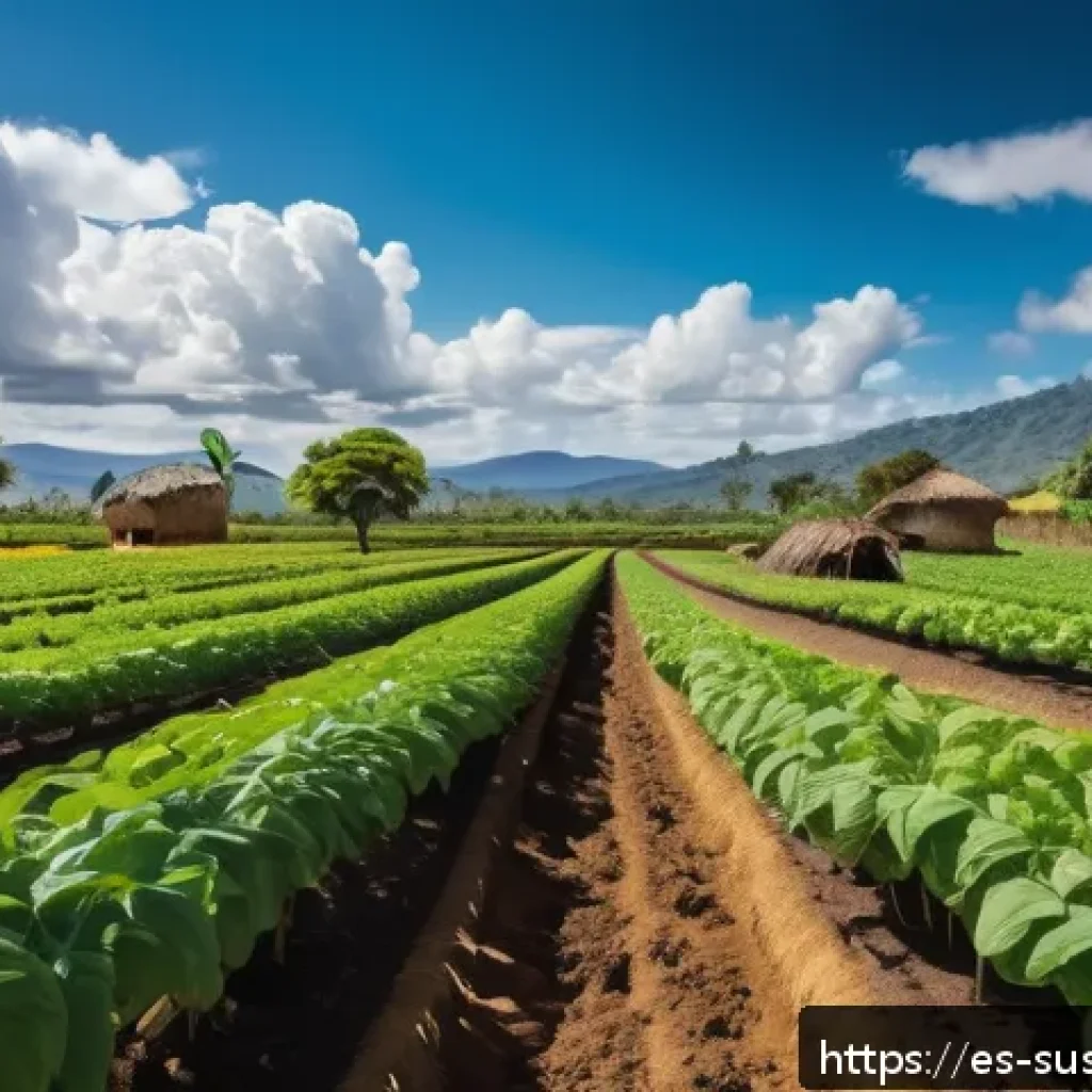 생태계 서비스와 조경 관리의 관계 - A vibrant agroforestry farm scene in a rural Latin American setting, showcasing diverse fruit trees ...
